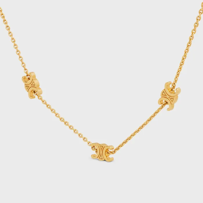 Triomphe Mini Triomphe Necklace In Brass With Gold Finish Gold Women CELINE NECKLACES Triomphe Mini Triomphe Necklace In Brass With Gold Finish Gold Women CELINE NECKLACES