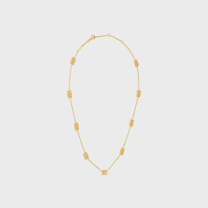 Triomphe Mini Triomphe Necklace In Brass With Gold Finish Gold Women CELINE NECKLACES Triomphe Mini Triomphe Necklace In Brass With Gold Finish Gold Women CELINE NECKLACES