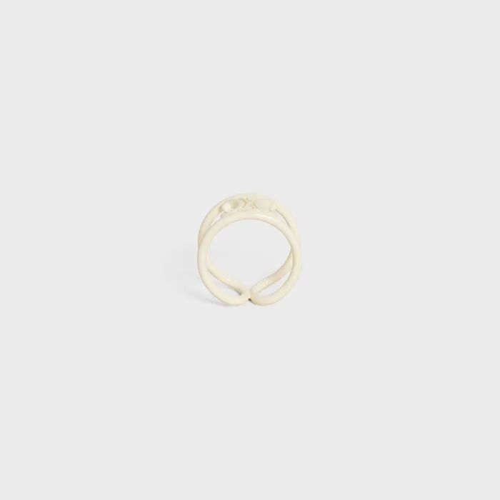 Triomphe Ring In Varnished Brass Off White Women CELINE RINGS