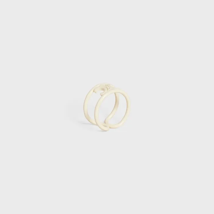 Triomphe Ring In Varnished Brass Off White Women CELINE RINGS Triomphe Ring In Varnished Brass Off White Women CELINE RINGS