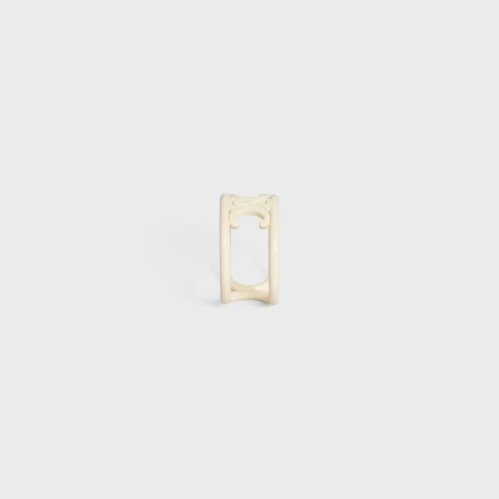 Triomphe Ring In Varnished Brass Off White Women CELINE RINGS Triomphe Ring In Varnished Brass Off White Women CELINE RINGS
