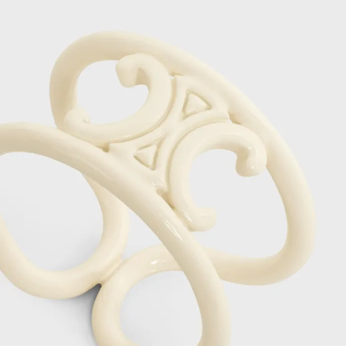 Triomphe Ring In Varnished Brass Off White Women CELINE RINGS Triomphe Ring In Varnished Brass Off White Women CELINE RINGS