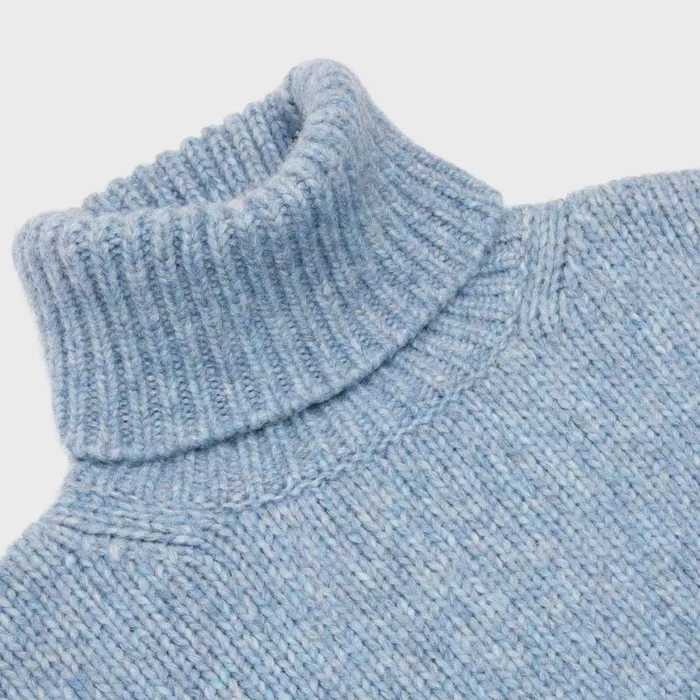 Triomphe Turtleneck Sweater In Alpaca Wool Light Blue Women CELINE KNITWEAR
