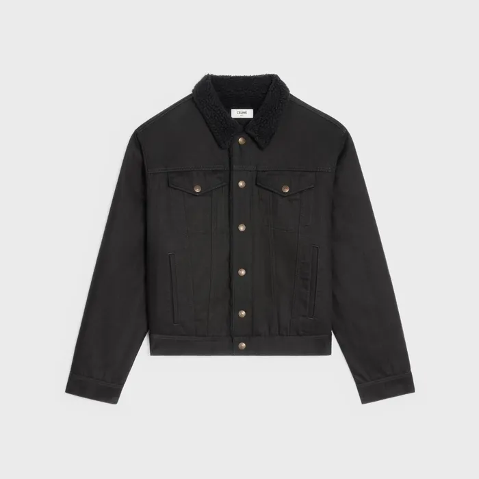 Trucker Jacket In Pure Black Wash Denim Vintage Pure Black Men CELINE DENIM