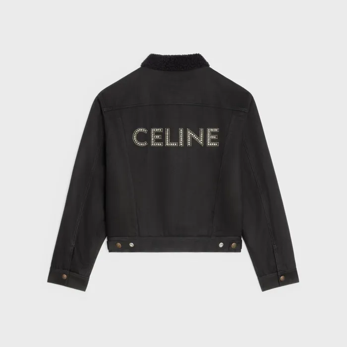 Trucker Jacket In Pure Black Wash Denim Vintage Pure Black Men CELINE DENIM