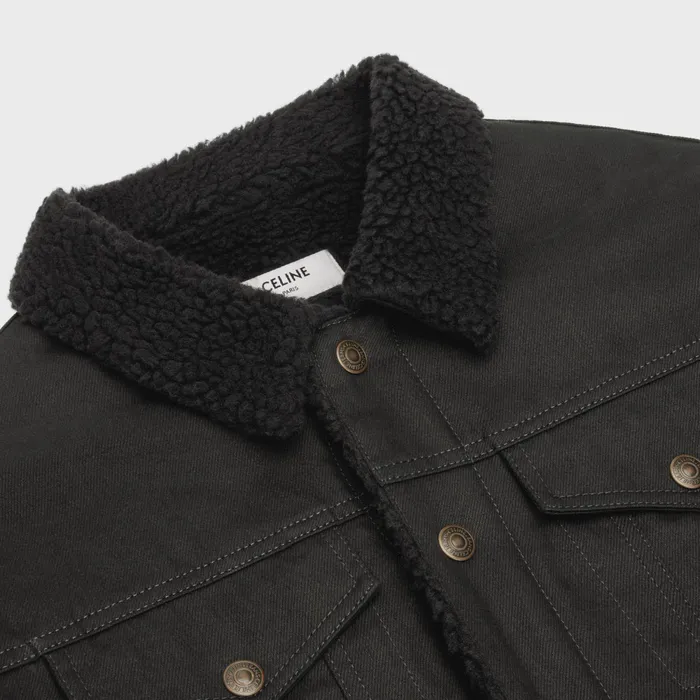 Trucker Jacket In Pure Black Wash Denim Vintage Pure Black Men CELINE DENIM