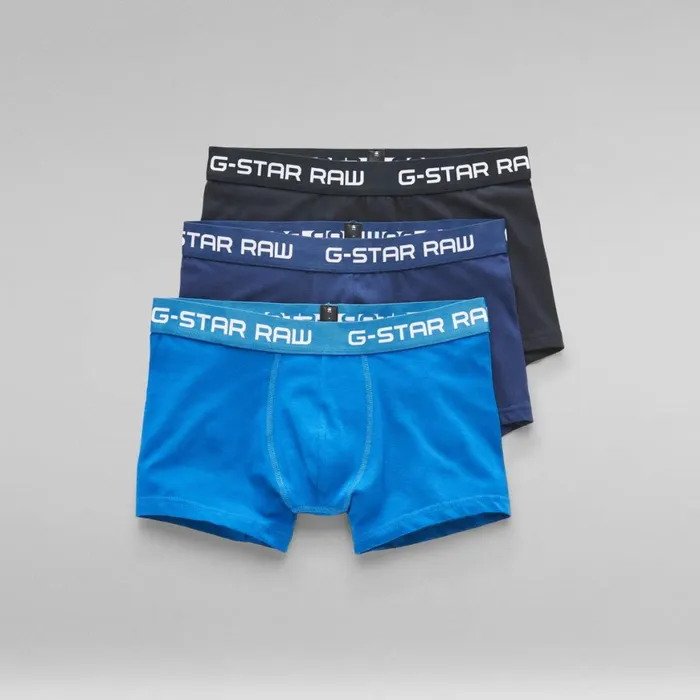 Underwear Men GStar RAW Classic Trunk Color 3 Pack Light Nassau Blueimperial Bluemazarine Blue Underwear Men GStar RAW Classic Trunk Color 3 Pack Light Nassau Blueimperial Bluemazarine Blue