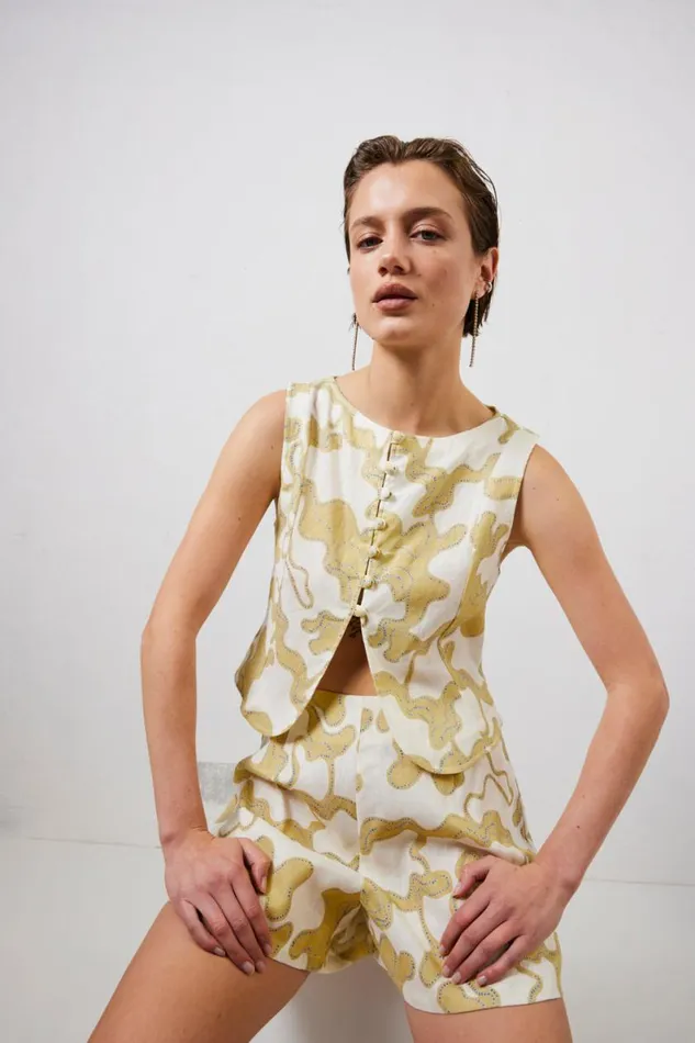 Vests Women VRG GRL Celeste Linen Top Tropic Vests Women VRG GRL Celeste Linen Top Tropic