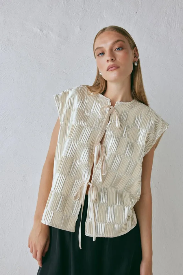 Vests Women VRG GRL Enni Smock Top Cream Vests Women VRG GRL Enni Smock Top Cream