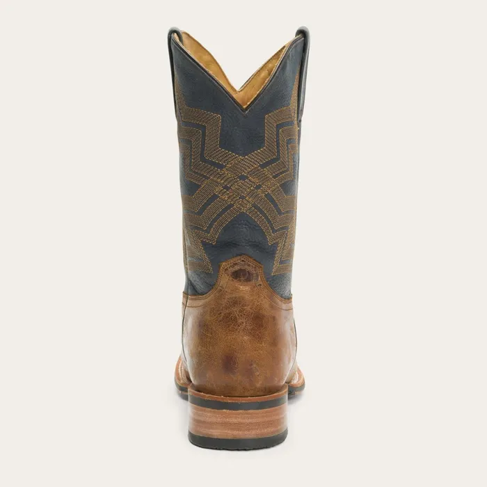 Western Men Stetson Goddard Burnished Blue and Brown Leather Boot Brown