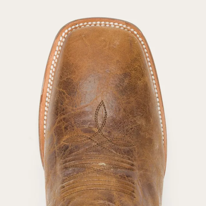 Western Men Stetson Goddard Burnished Blue and Brown Leather Boot Brown
