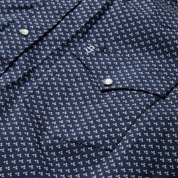 Western Shirts Men Stetson Blue Polaris Geo Print Western Shirt Blue