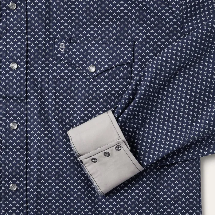 Western Shirts Men Stetson Blue Polaris Geo Print Western Shirt Blue