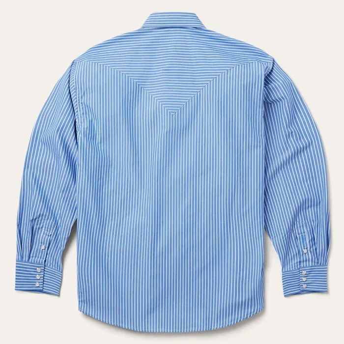 Western Shirts Men Stetson Blue Western Stripe Shirt Blue