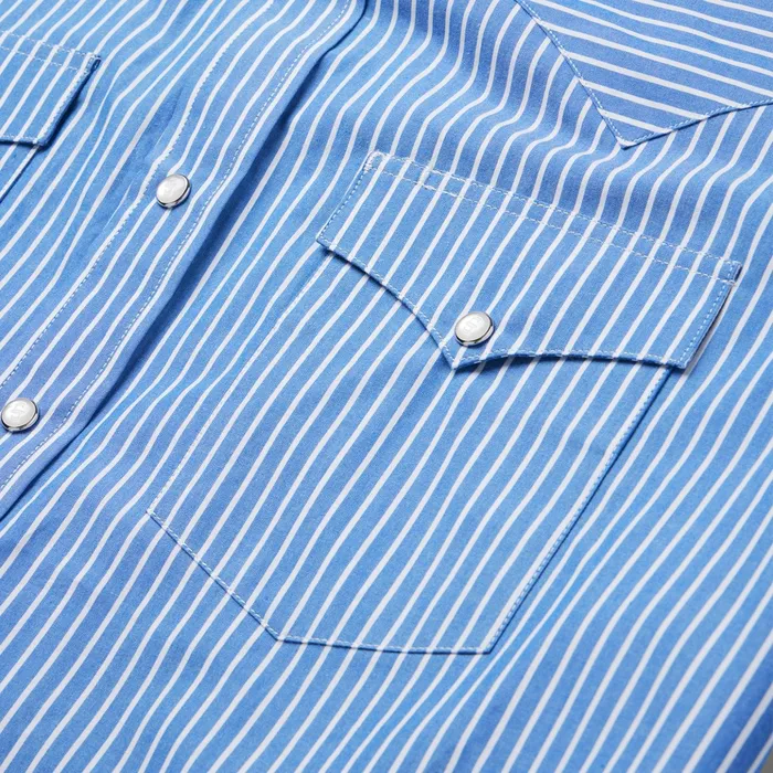 Western Shirts Men Stetson Blue Western Stripe Shirt Blue