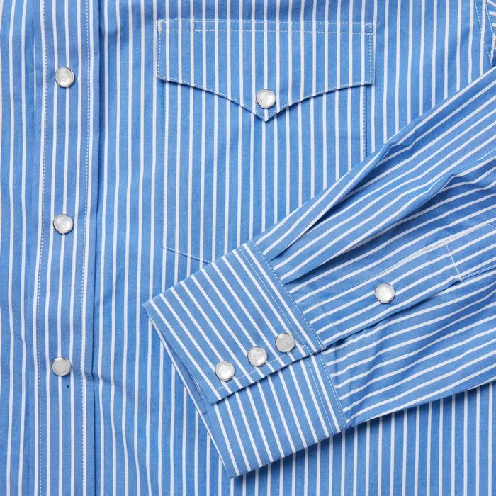 Western Shirts Men Stetson Blue Western Stripe Shirt Blue