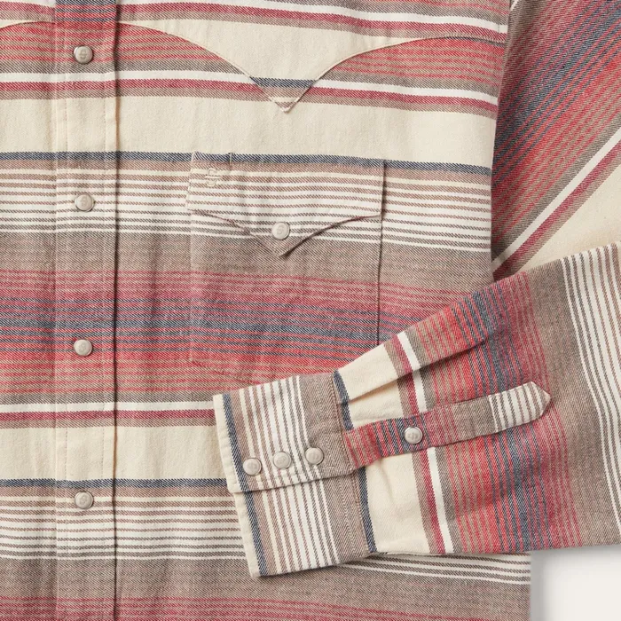 Western Shirts Men Stetson Brushed Twill Striped Shirt Red