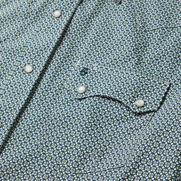 Western Shirts Men Stetson Circle Diamond Print Short Sleeve Western Shirt Green