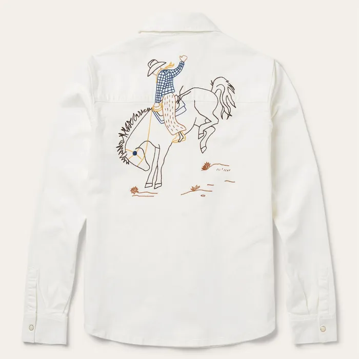 Western Shirts Women Stetson Western Embroidered Denim Shirt White