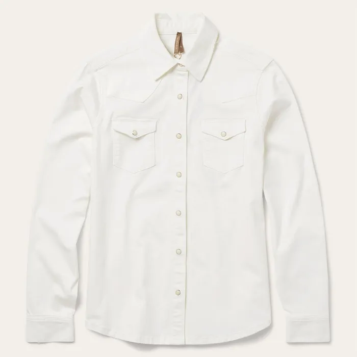 Western Shirts Women Stetson Western Embroidered Denim Shirt White