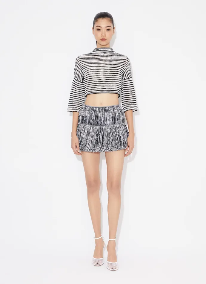 WhiteBlack RAFFIA FRINGE SKIRT Women Alaa Skirts