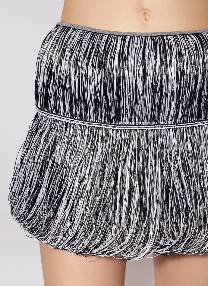 WhiteBlack RAFFIA FRINGE SKIRT Women Alaa Skirts