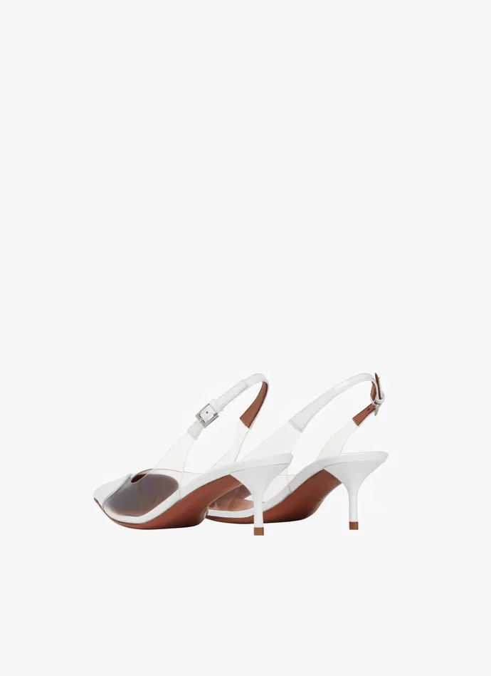 White LE CUR SLINGBACKS IN PATENT LAMBSKIN Women Alaa Sandals