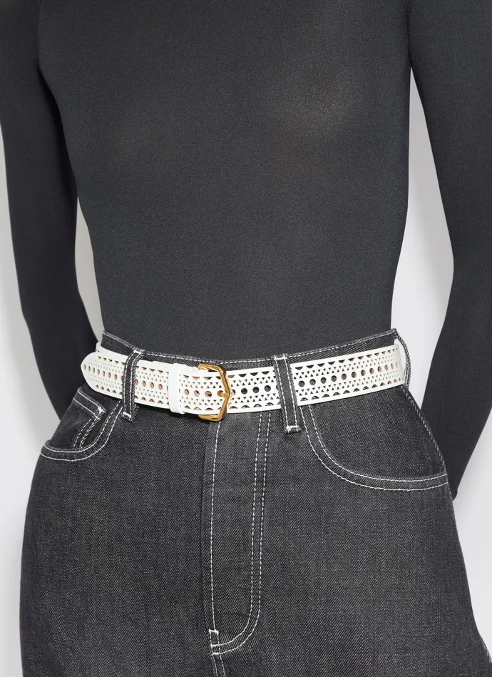 White NEO VIENNE BELT IN CALFSKIN Women Alaa Belts