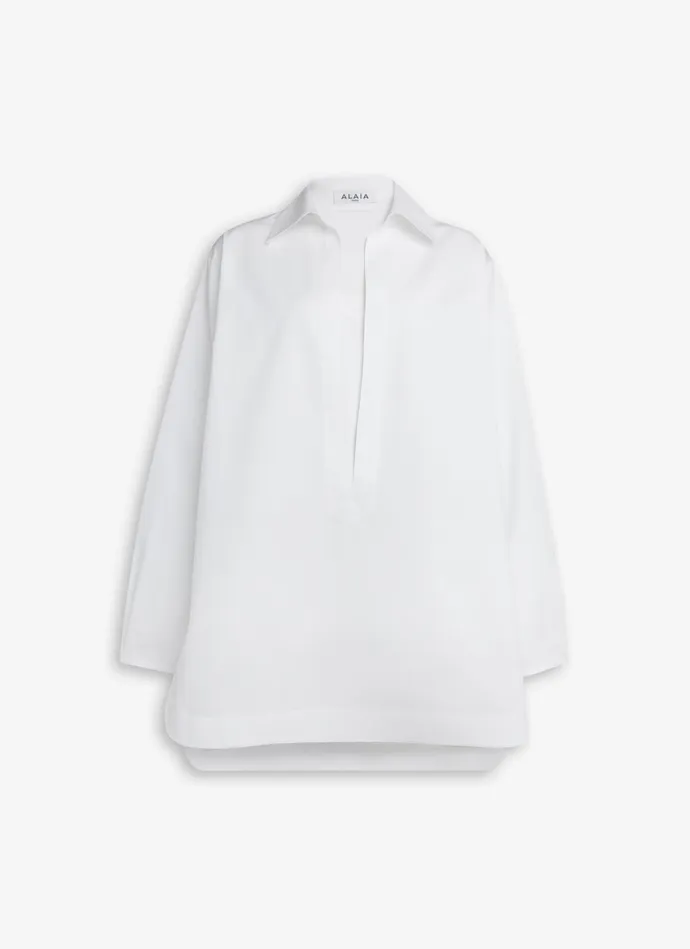 White TUNIC SHIRT DRESS IN COTTON POPLIN Women Alaa Dresses