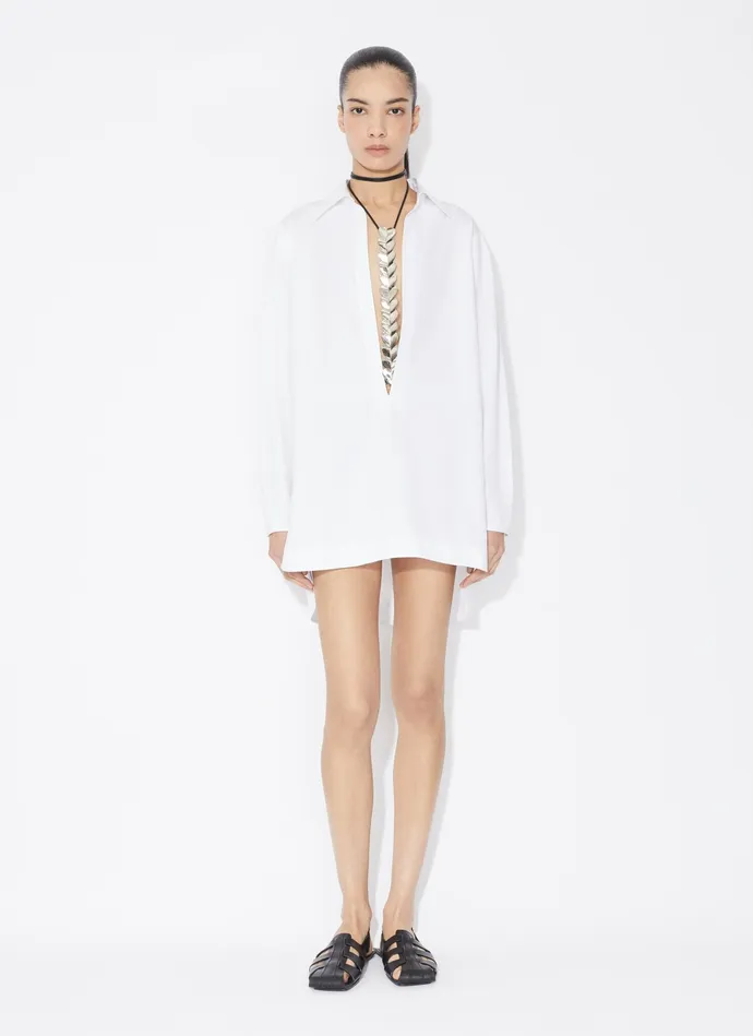 White TUNIC SHIRT DRESS IN COTTON POPLIN Women Alaa Dresses