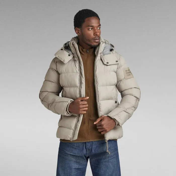 Winter Coats Men GStar RAW GWhistler Padded Hooded Jacket Elephant Skin