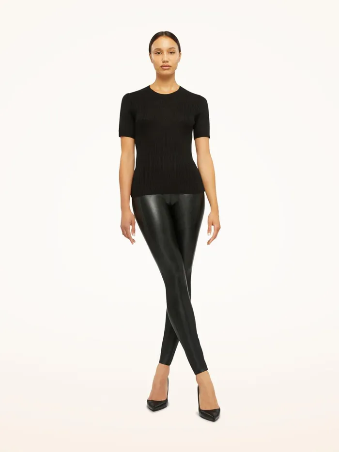 Wolford Cashmere Top Short Sleeves Black Women Tops and Tshirts