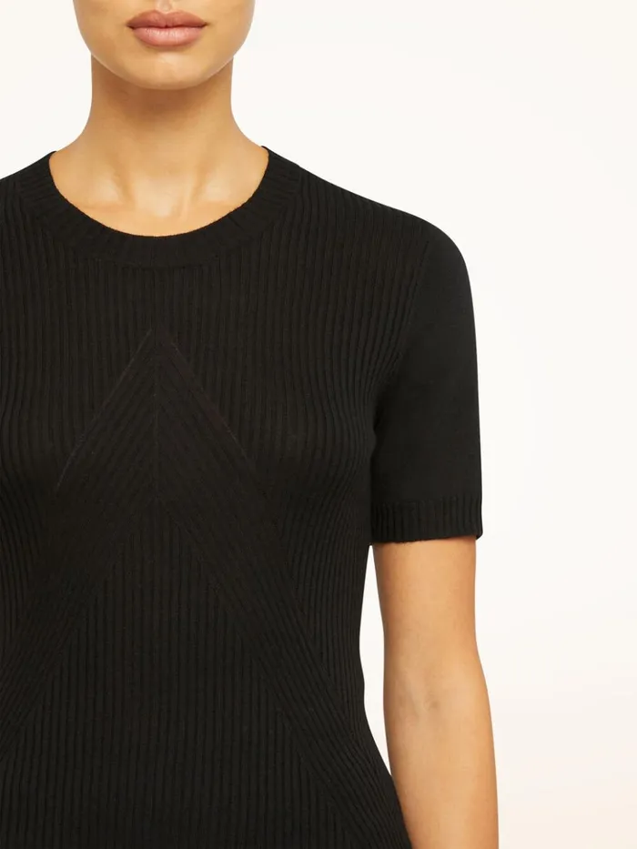 Wolford Cashmere Top Short Sleeves Black Women Tops and Tshirts