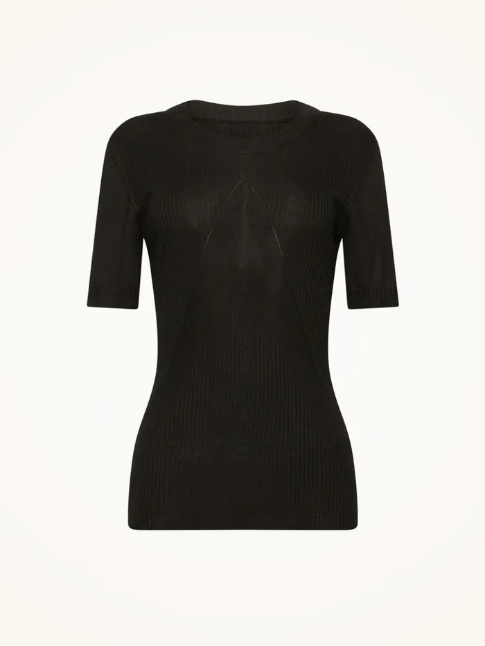 Wolford Cashmere Top Short Sleeves Black Women Tops and Tshirts
