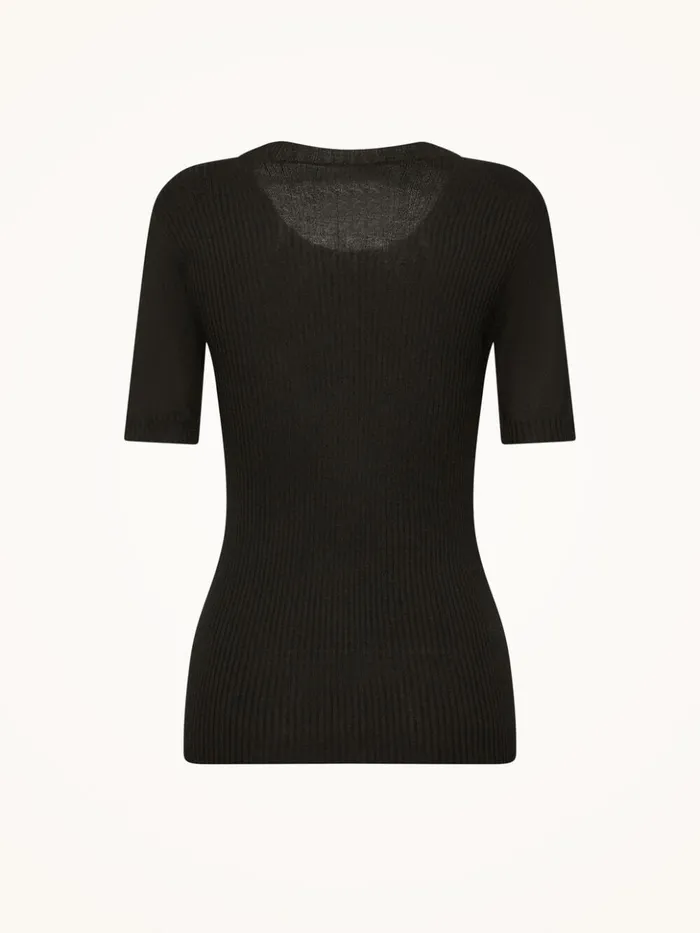 Wolford Cashmere Top Short Sleeves Black Women Tops and Tshirts
