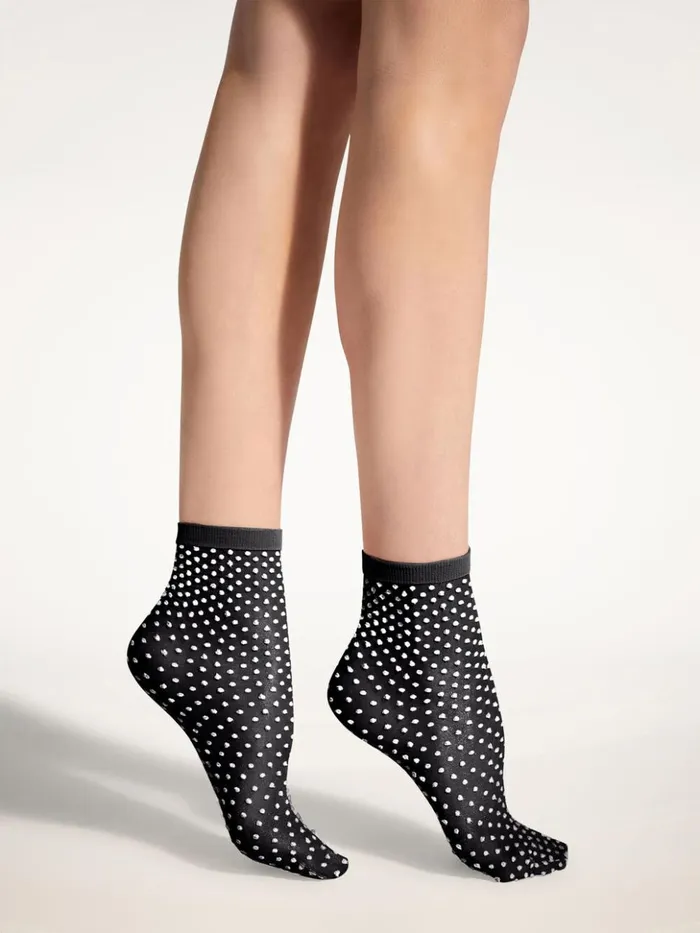 Wolford Satin Touch Dots Socks Blackwhite Women Socks