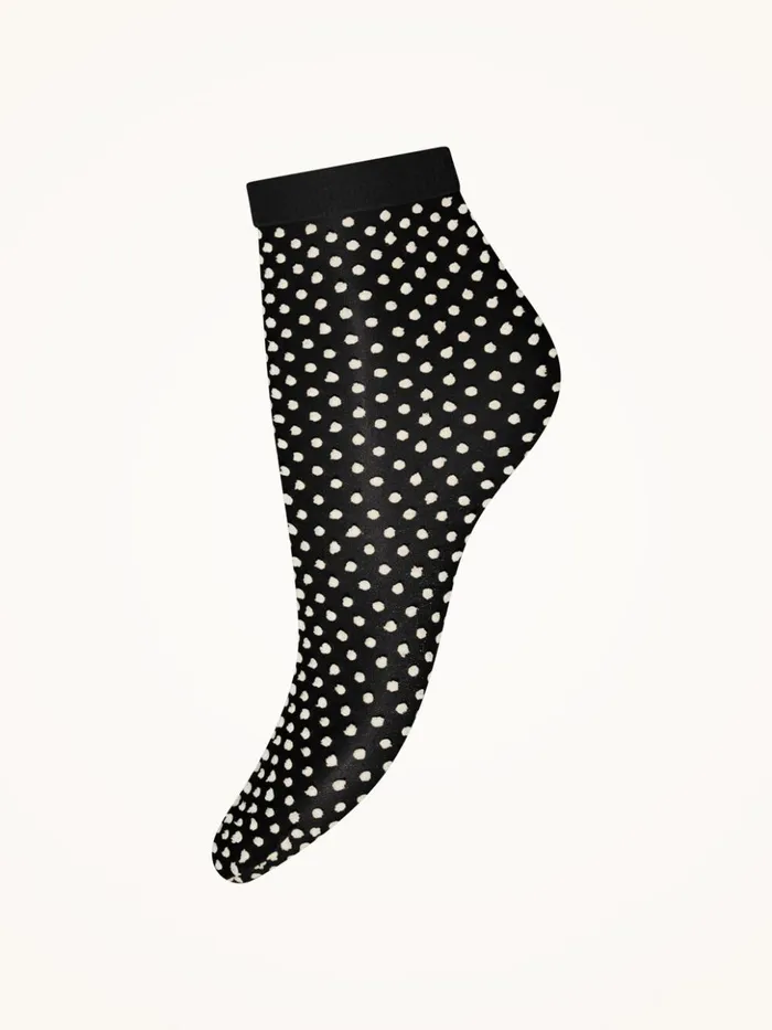 Wolford Satin Touch Dots Socks Blackwhite Women Socks