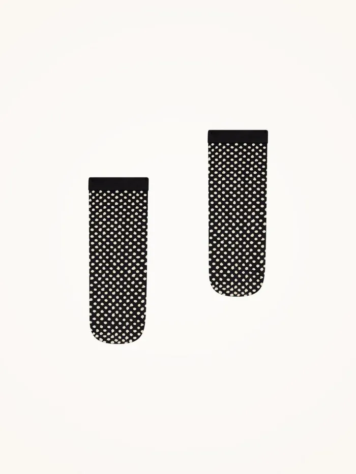 Wolford Satin Touch Dots Socks Blackwhite Women Socks