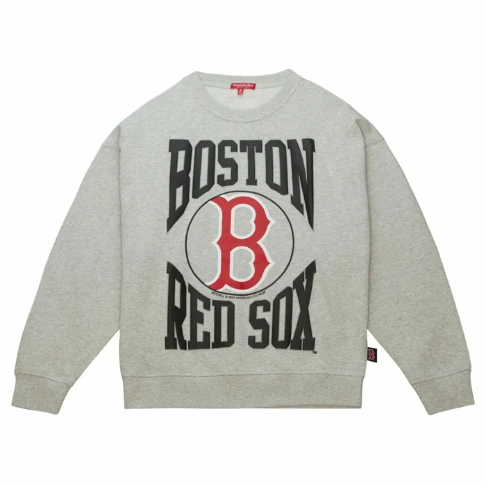 Women039s MLB Mitchell and Ness Women039s Logo LT Crew 30 Boston Red Sox