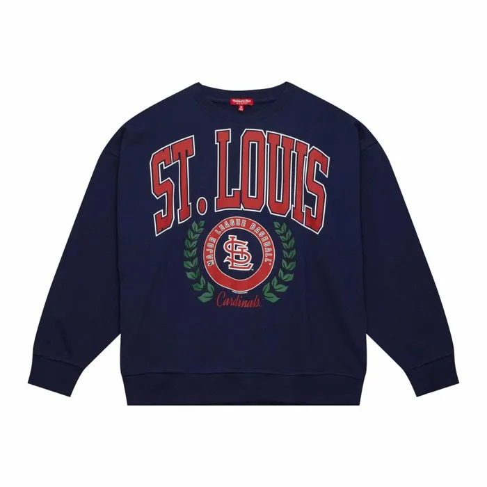Women039s MLB Mitchell and Ness Womens Logo Lt Crew 20 St Louis Cardinals