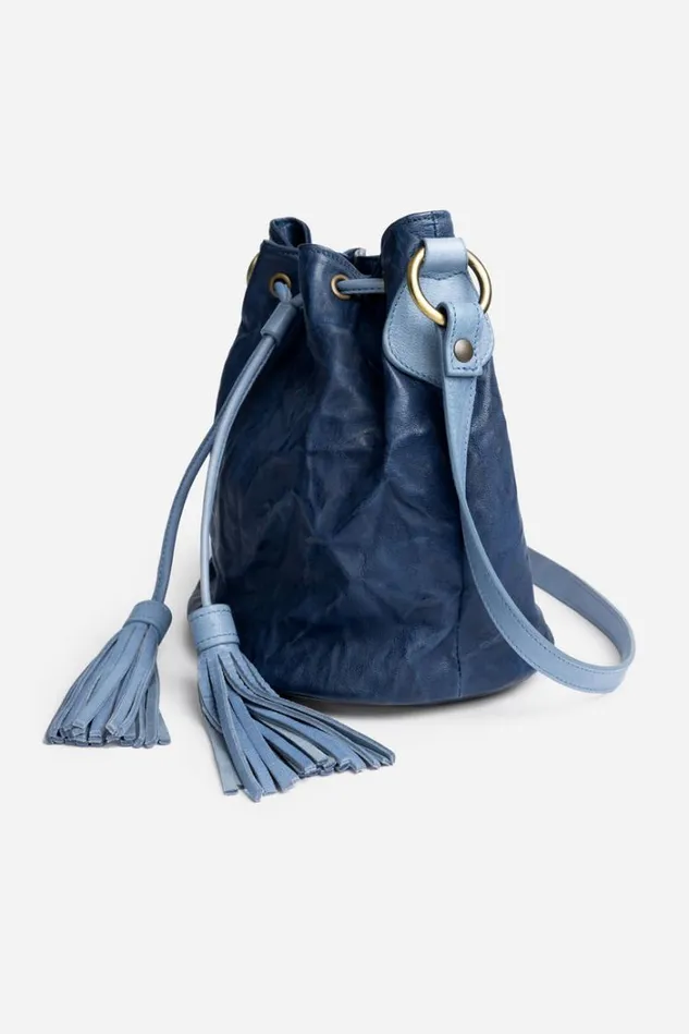 Women ABISSO ITALIAN LEATHER BUCKET BAG Blue Johnny Was Handbags Women ABISSO ITALIAN LEATHER BUCKET BAG Blue Johnny Was Handbags