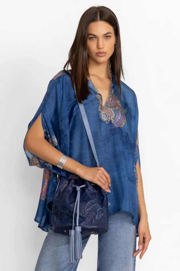 Women ABISSO ITALIAN LEATHER BUCKET BAG Blue Johnny Was Handbags Women ABISSO ITALIAN LEATHER BUCKET BAG Blue Johnny Was Handbags