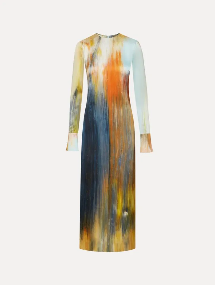 Women Abstract Brushstroke Marocaine Dress Calendula Multi Oscar De La Renta Dresses Women Abstract Brushstroke Marocaine Dress Calendula Multi Oscar De La Renta Dresses