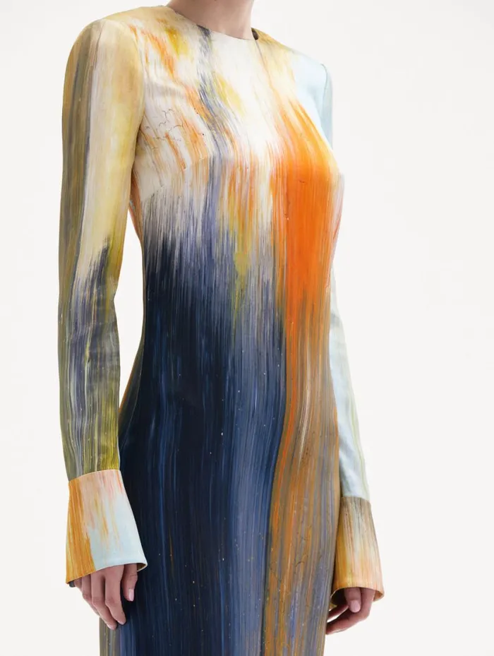 Women Abstract Brushstroke Marocaine Dress Calendula Multi Oscar De La Renta Dresses Women Abstract Brushstroke Marocaine Dress Calendula Multi Oscar De La Renta Dresses