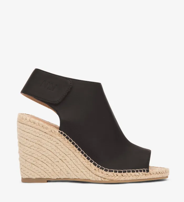 Women Acacia Vegan Wedge Heels Black Matt and Nat Heels
