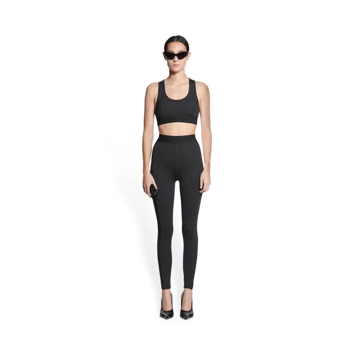 Women Activewear Balenciaga 3b Sports Icon Athletic Sports Bra In Black