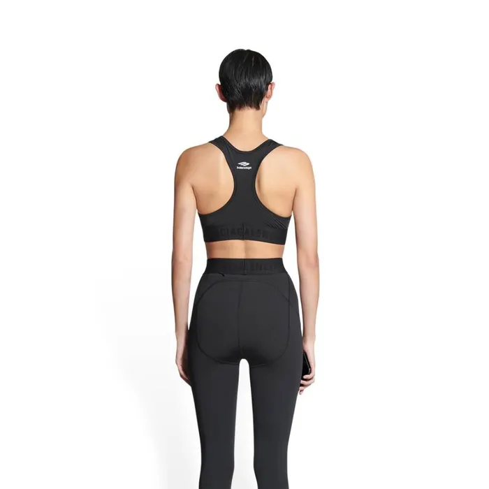 Women Activewear Balenciaga 3b Sports Icon Athletic Sports Bra In Black