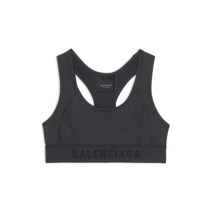 Women Activewear Balenciaga 3b Sports Icon Athletic Sports Bra In Black