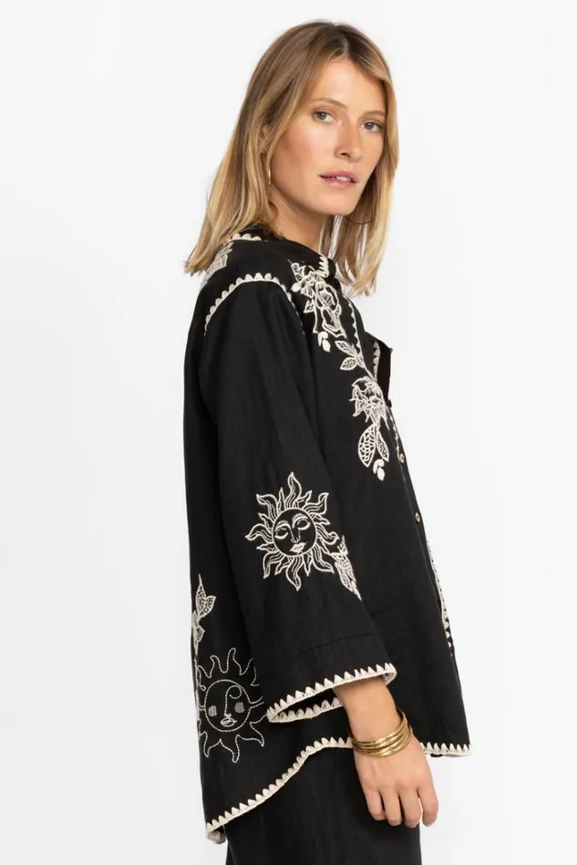 Women ADDISON KIMONO SLEEVE SHIRT Black Johnny Was Tops Women ADDISON KIMONO SLEEVE SHIRT Black Johnny Was Tops
