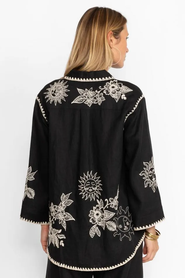 Women ADDISON KIMONO SLEEVE SHIRT Black Johnny Was Tops Women ADDISON KIMONO SLEEVE SHIRT Black Johnny Was Tops